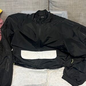 Forever 21 Black Bomber Jacket with White Pocket